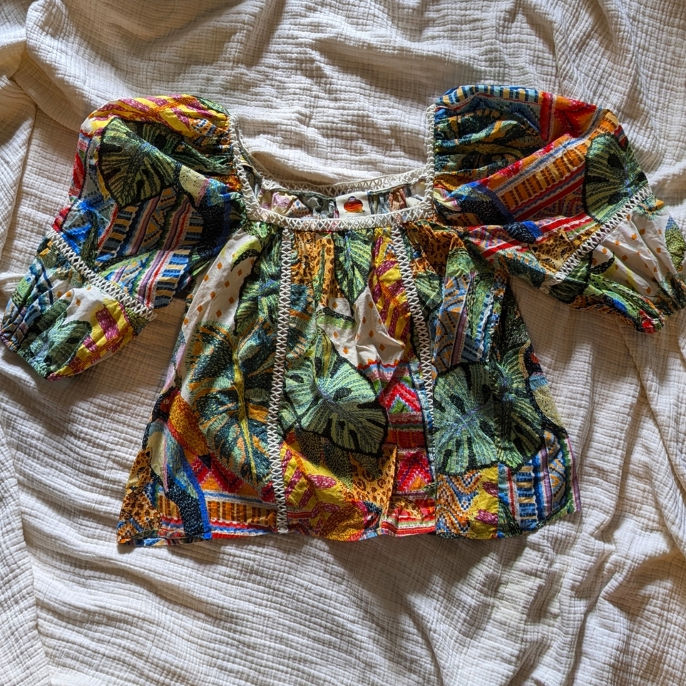 Anthropologie Farm Rio Lace Inset Peasant Blouse